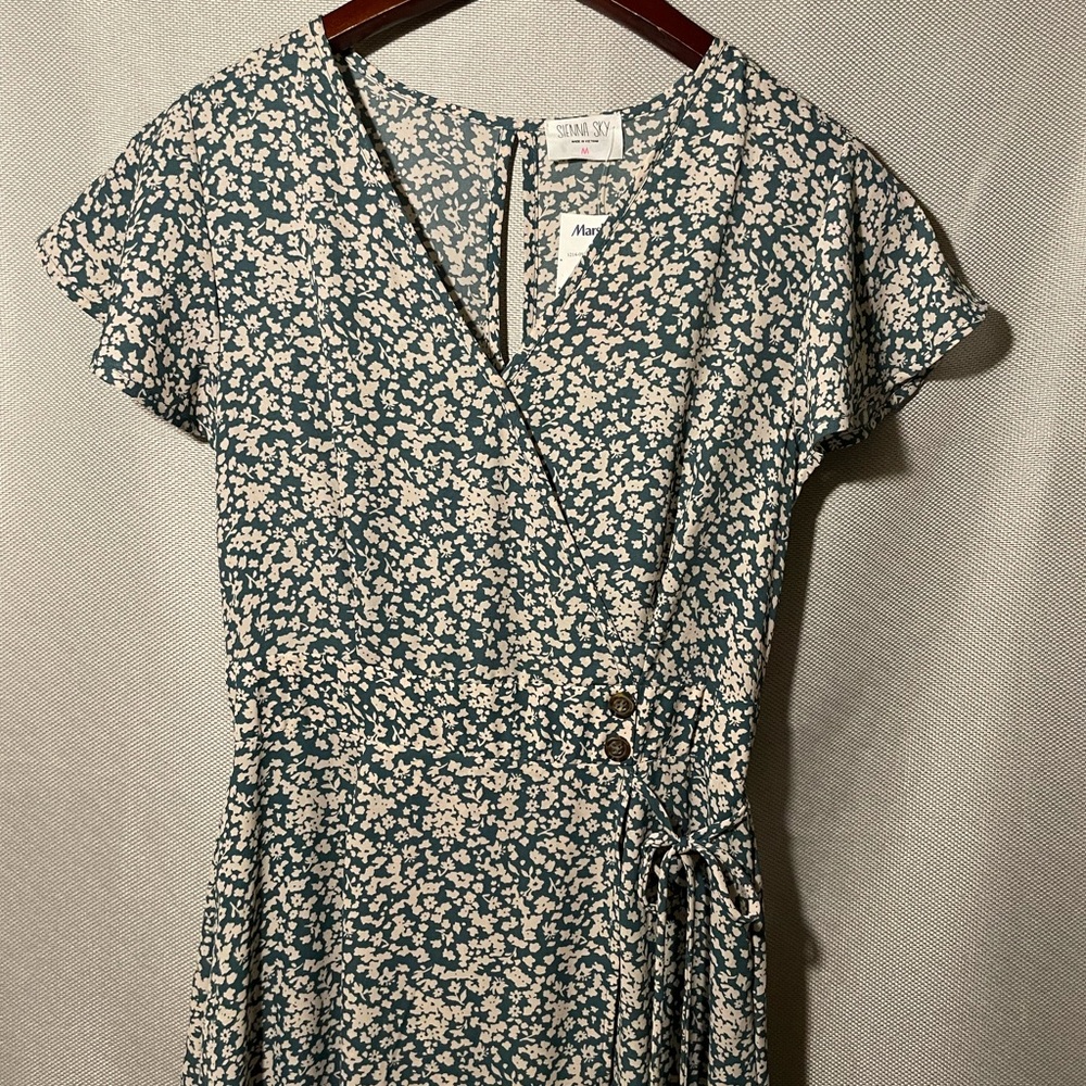Sienna sky blue floral midi dress